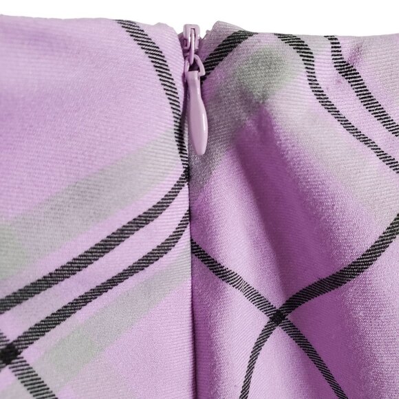 Greg Norman Size 14 Skort Golf Skirt Shorts Pockets Side Zip Lined Purple Plaid - Picture 10 of 10